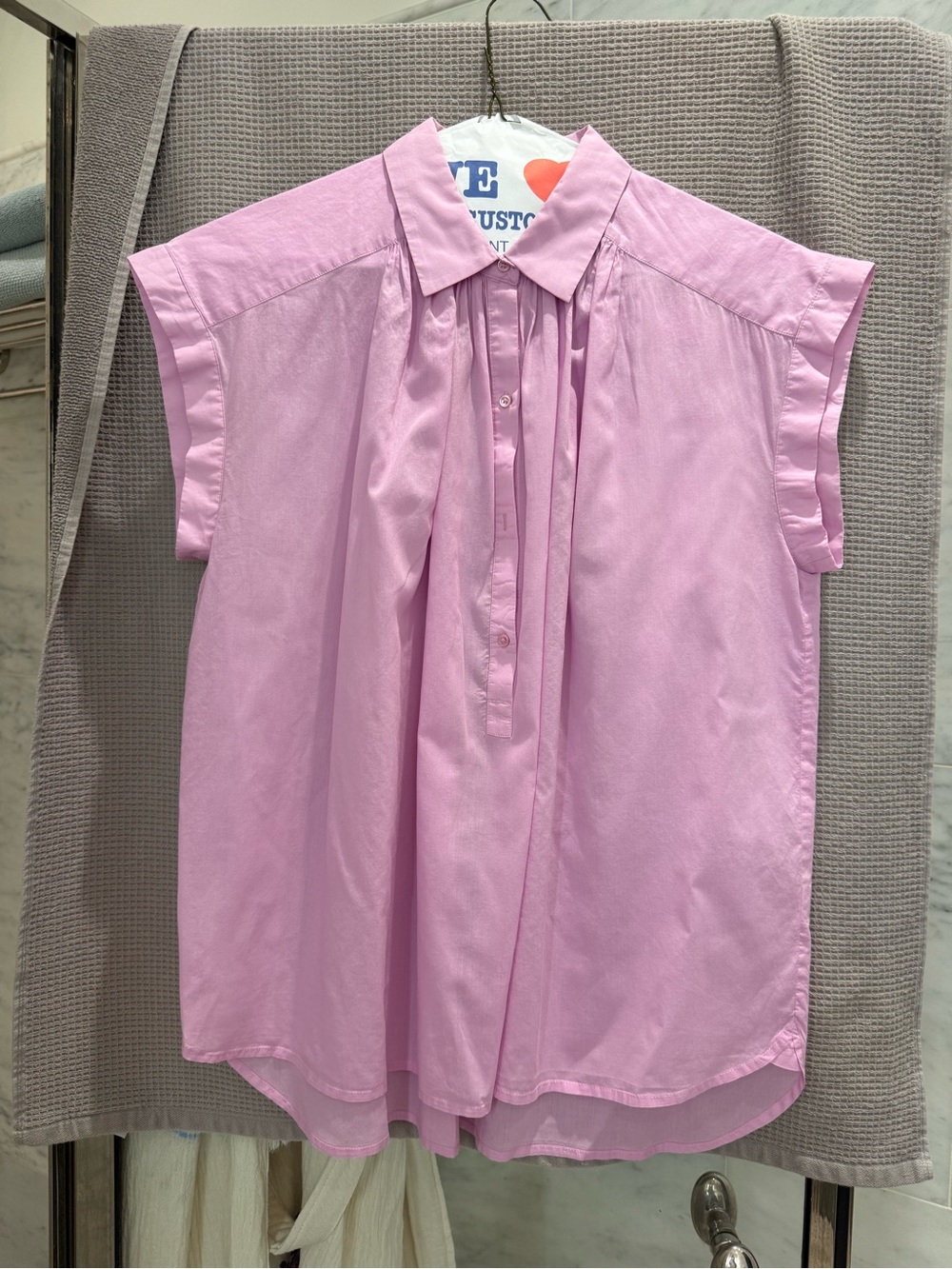 Rails Light Pink Cap Sleeve Button-Up Blouse